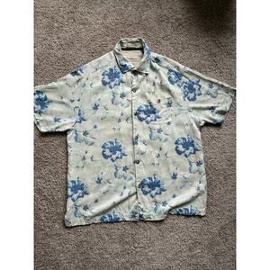 Tommy Bahama Silk Floral Print Short Sleeve Button-Down Camp Shirt - Men's Large